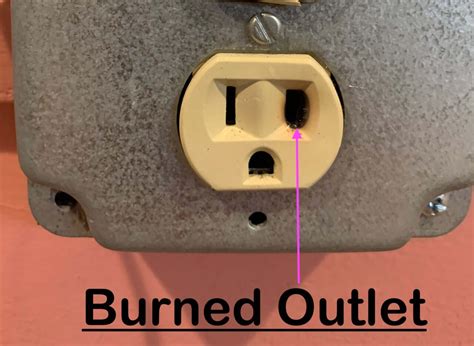 burnt electrical box|burnt electrical outlet.